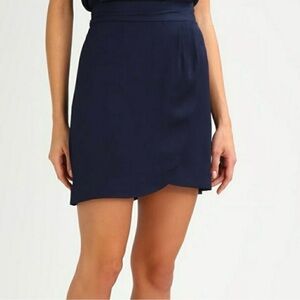 Banana Republic Navy Blue Mini Faux Wrap A-Line Ruched WB Tuli Skirt Size 2